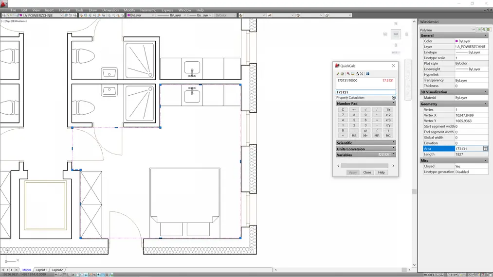 Autocad - Jak obliczyc pole powierzchni - Tutorial, poradnik - 03