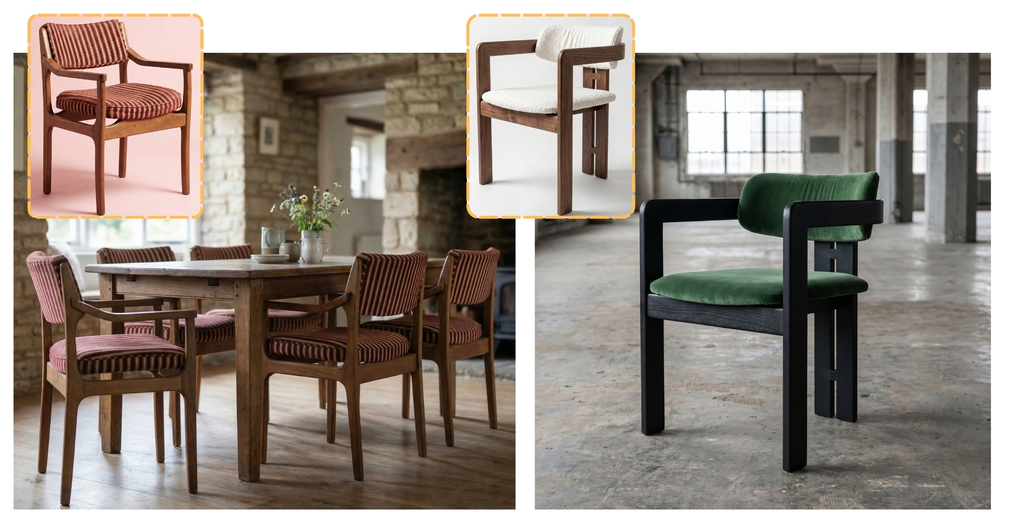 AI furniture visualizations – adding backgrounds to cut-out chairs and creating photorealistic arrangements