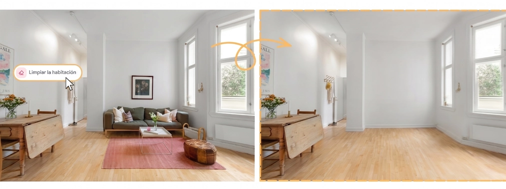 Eliminación de muebles de la foto con RAYA