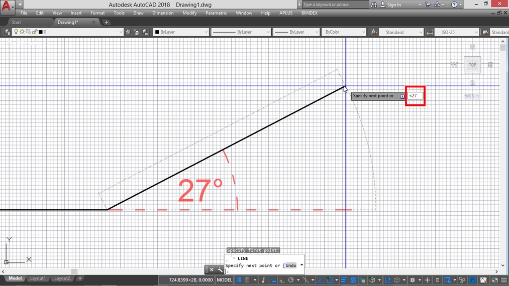 Autocad - How to Draw Lines at an Angle - Guide, Tutorial - 02