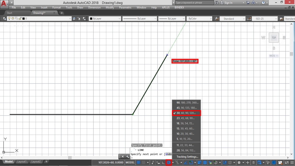 Autocad - Jak narysować linie pod kątem - Poradnik, tutorial - 04