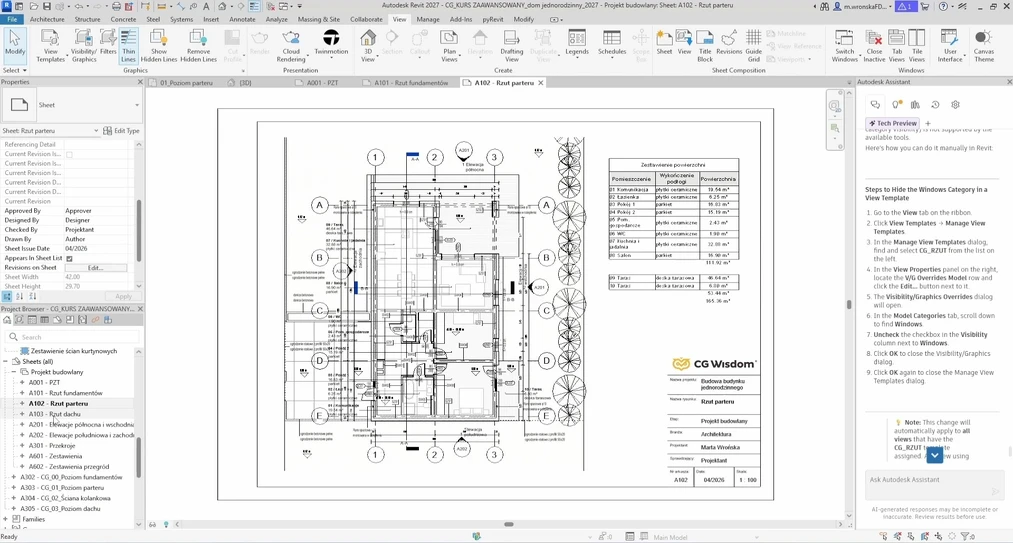 Revit project documentation sheet containing a&nbsp;ground floor plan