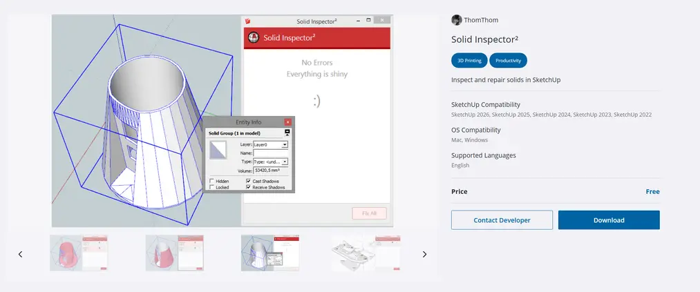 Solid Inspector 2 tool for repairing solids in SketchUp - Extension Warehouse store