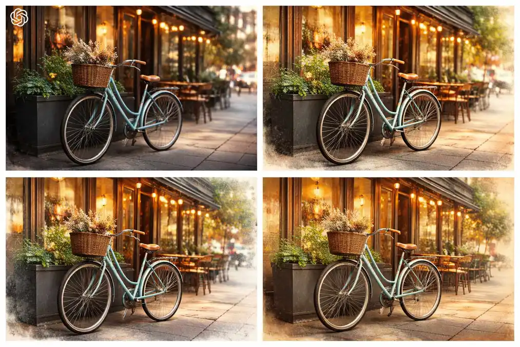 Test 7: different graphic styles – result of GPT Image 1.5 (collage of images)