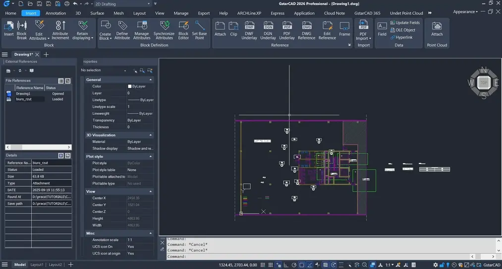GstarCAD 2026 Professional interface showing a&nbsp;2D floor plan