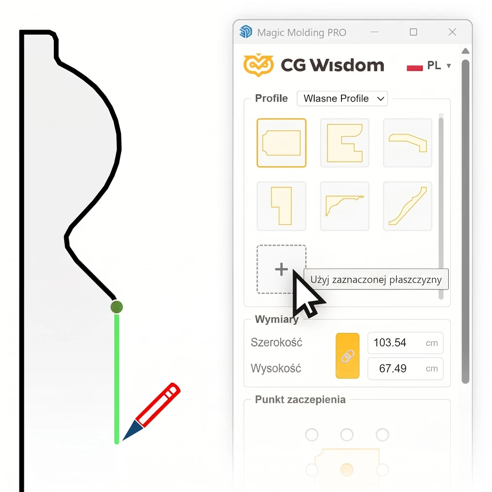 Option to add a&nbsp;custom molding profile in the Magic Molding plugin panel
