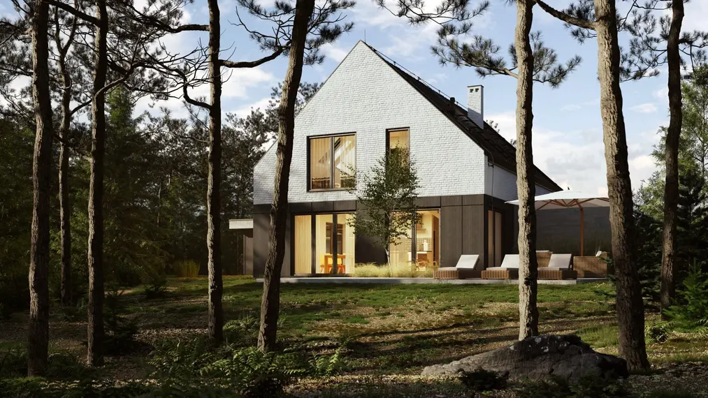 Proyecto de casa unifamiliar con SketchUp V-Ray Layout gráficos 3D realistas