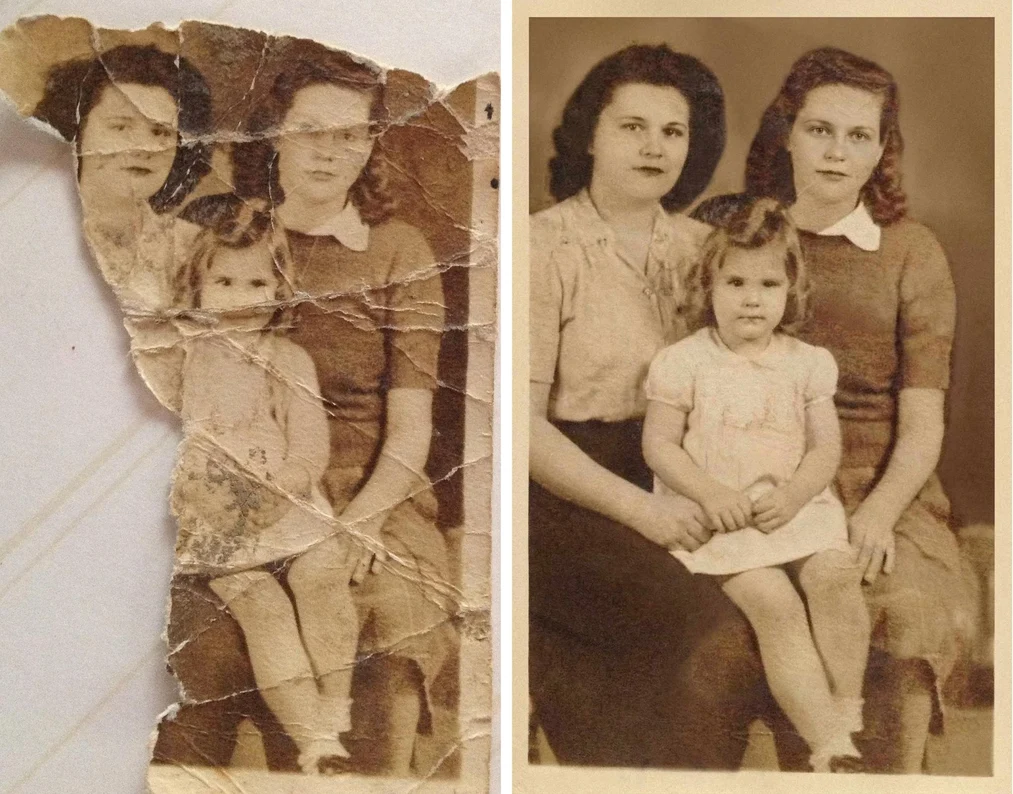 Reconstrucción de una foto familiar muy dañada usando Nano Banana Pro