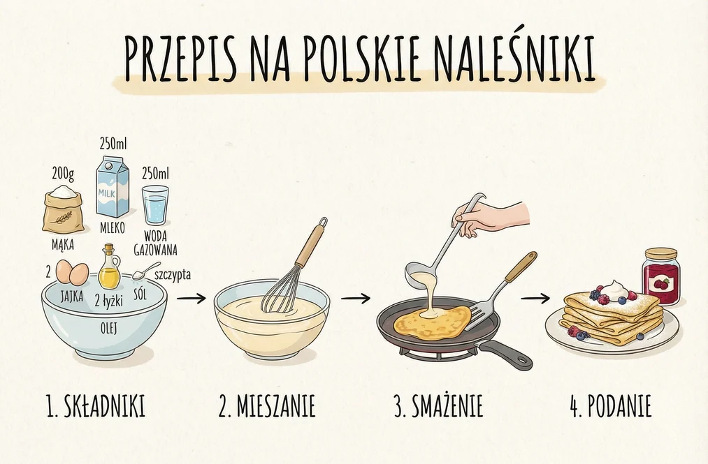 Infografía de la receta de crepes polacos creada por Nano Banana Pro