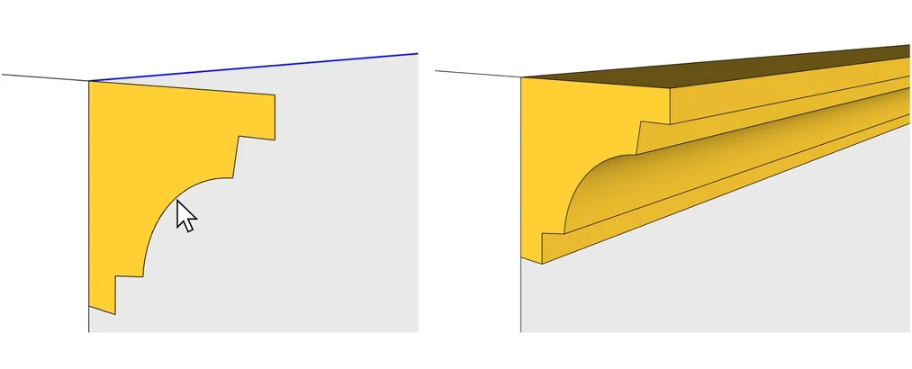 Creación de una moldura con la herramienta Follow Me en SketchUp