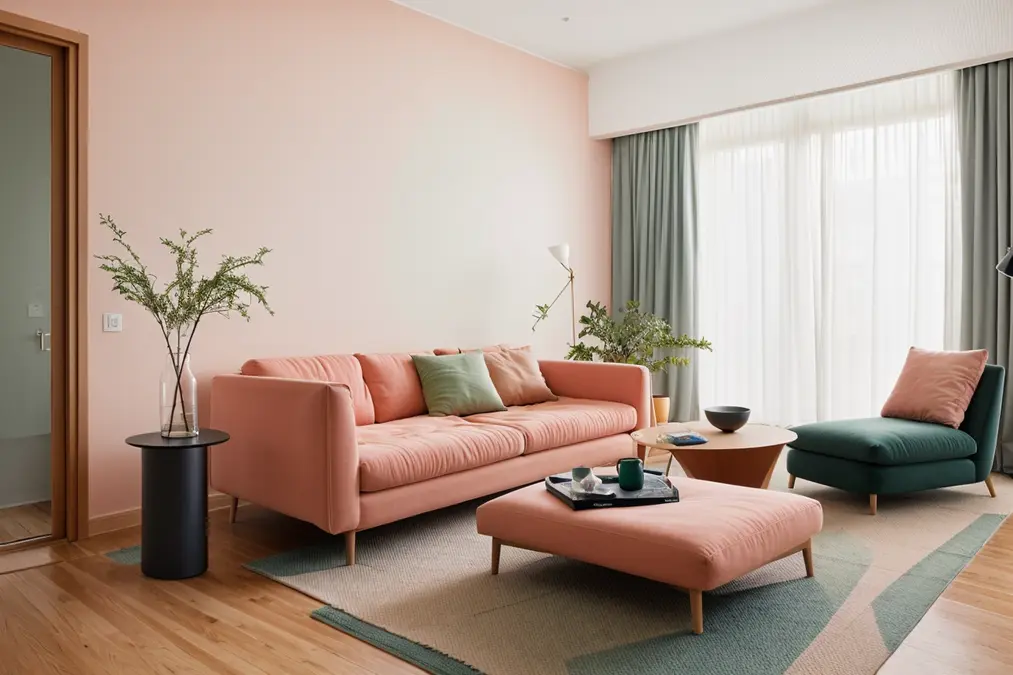 Colorful interior with trendy accessories