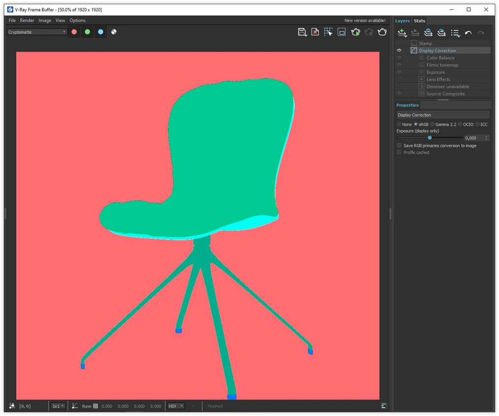 Cryptomatte in V-Ray Frame Buffer – furniture color in SketchUp