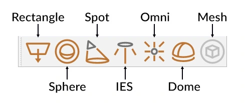 V-Ray light icons in SketchUp - list of types V-Ray light icons in SketchUp - list of types
