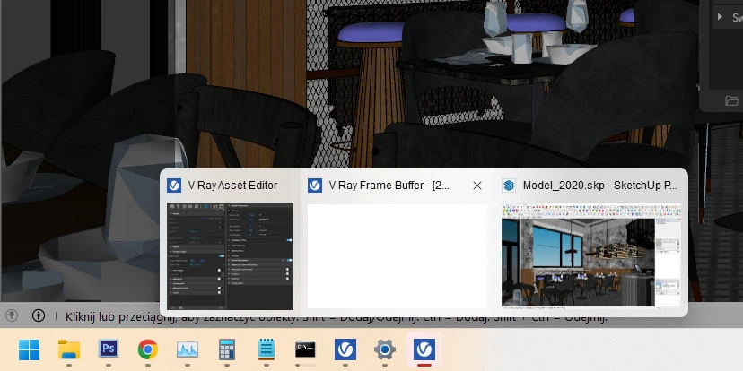 SketchUp, V-Ray - Frame Buffer window not responding - 01