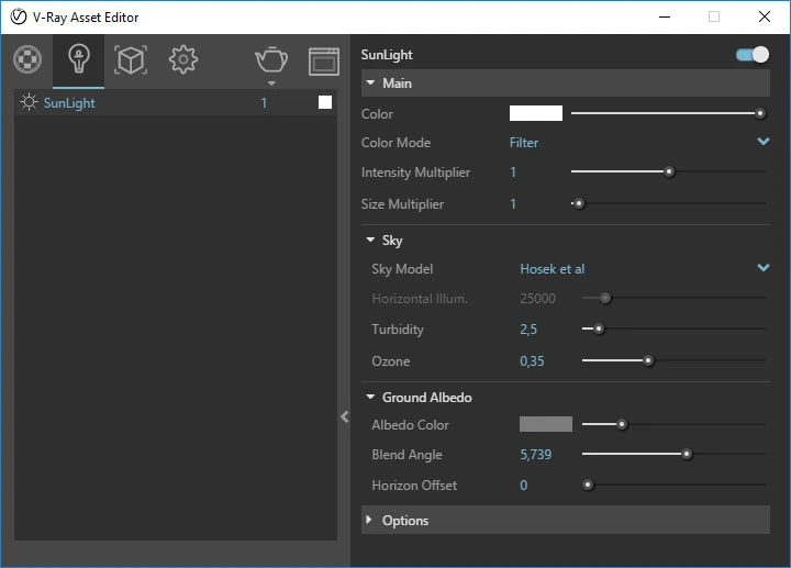 Panel Asset Editor de V-Ray en SketchUp