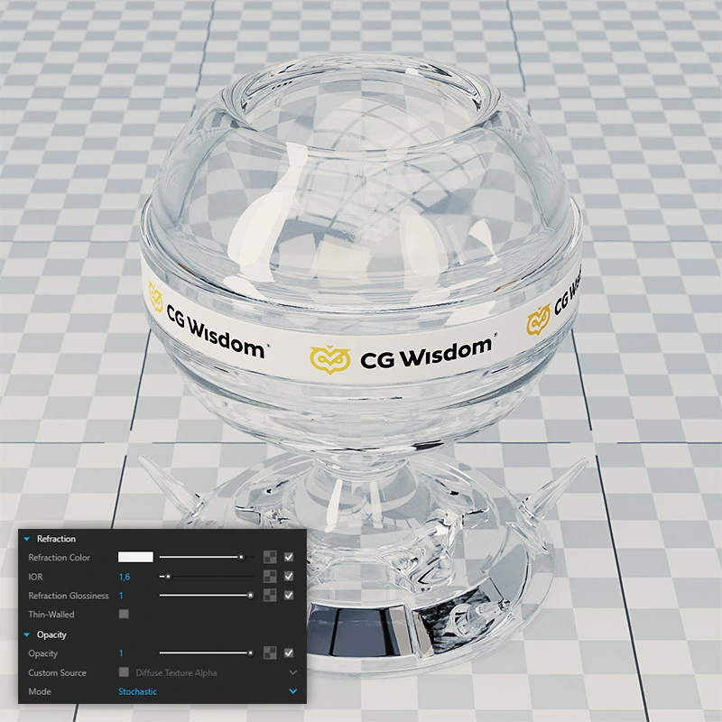 Parámetro Refraction para vidrio en SketchUp V-Ray: tutorial