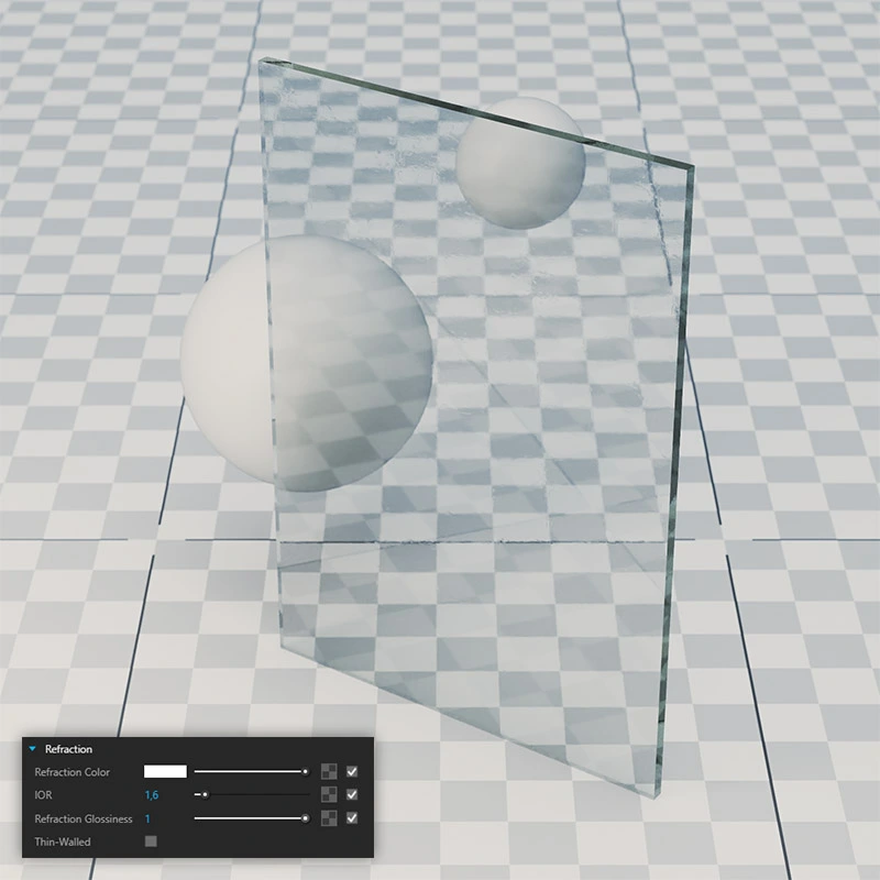 Parámetro Refraction Glossiness para el desenfoque del vidrio en SketchUp V-Ray