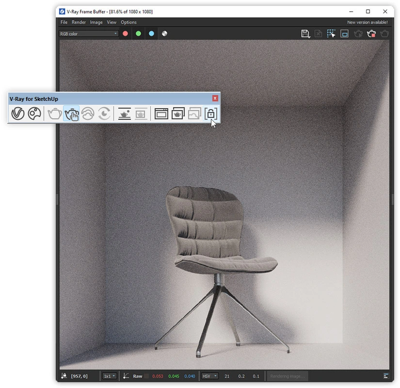 SketchUp - renderizado interactivo - vista en tiempo real en V-Ray - 04