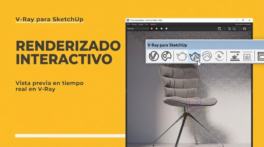Sketchup - Renderizado interactivo - Vista previa en tiempo real en V-Ray - Guía, tutorial