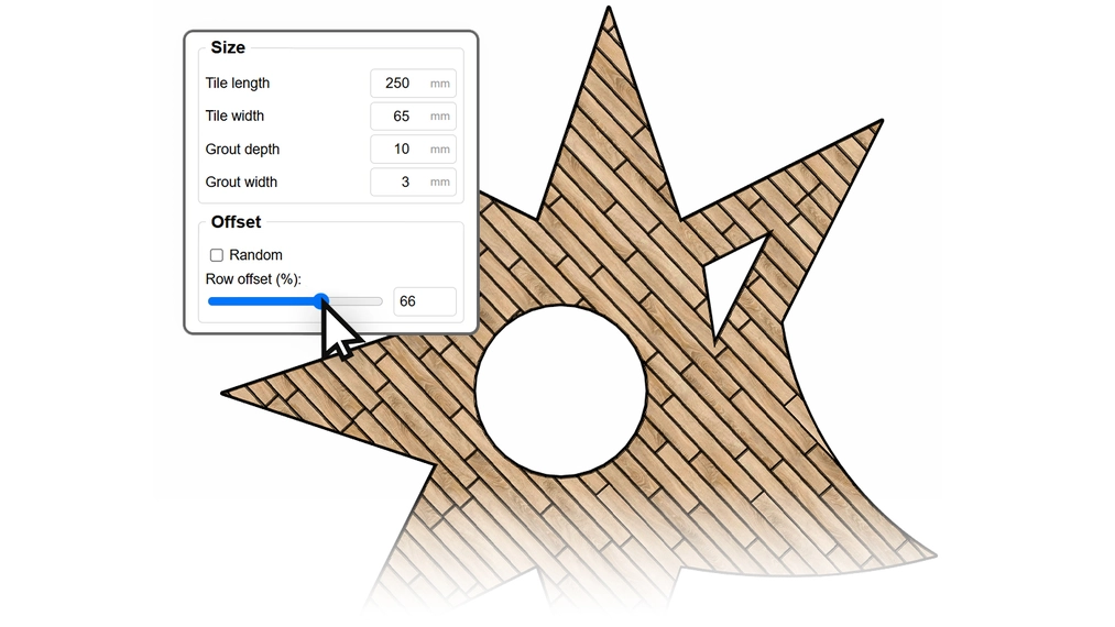 Ability to layout diverse floor patterns on complex surfaces