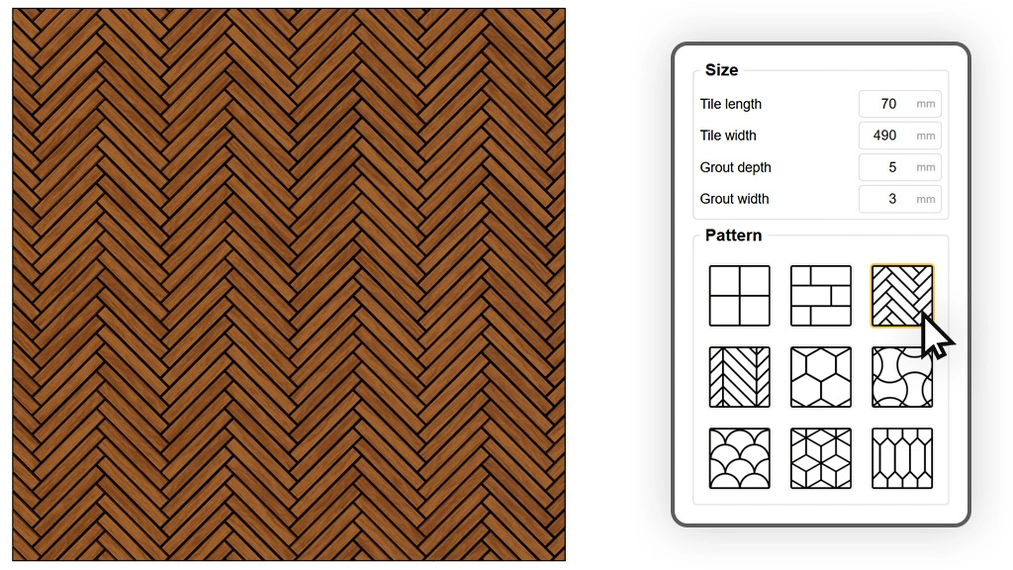 Automatic generation of classic herringbone with the Custom Ground Wizard extension
