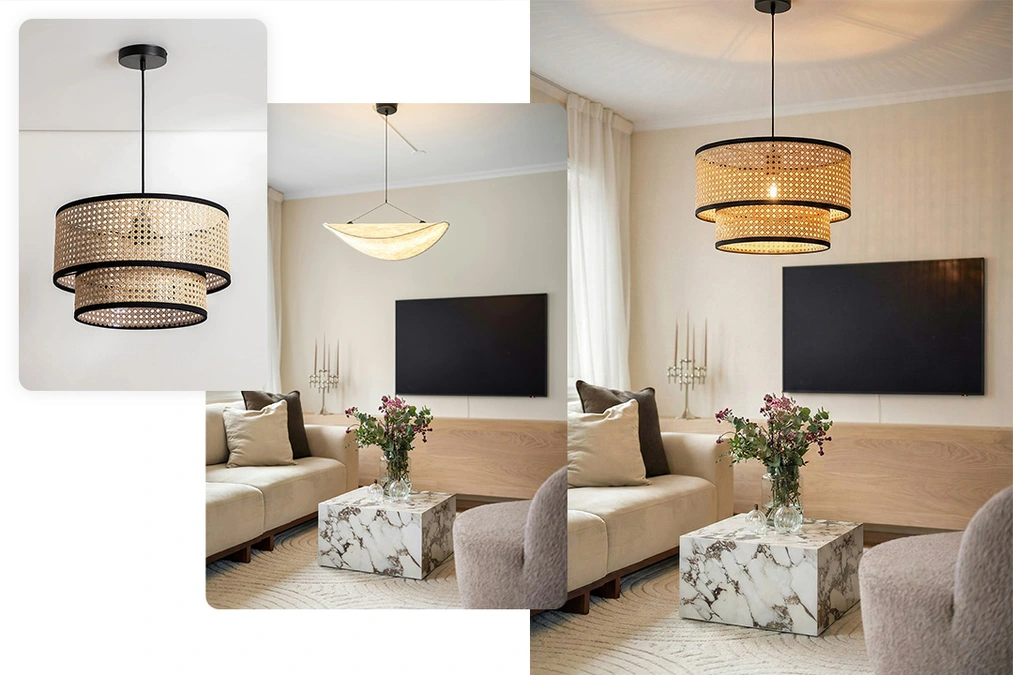 Replacing the Lamp in an Existing Photo Using the AI Model - Nano Banana Pro Quick Interior Makeover - Change Design Style with One Click! - 02