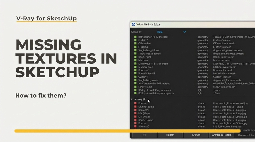 How to find and fix missing textures in SketchUp?