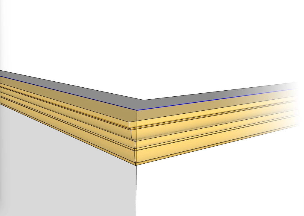3D preview of molding on a&nbsp;corner before generation with the Magic Molding plugin in SketchUp