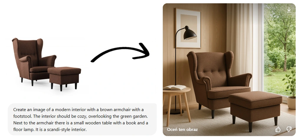 Furniture promotional materials with Chat GPT – sample arrangement