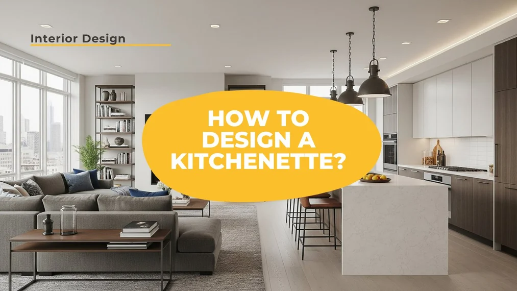 What to consider when designing a living room with a kitchenette?
