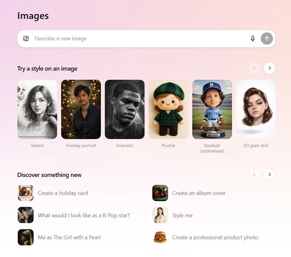 Interfaz de GPT Image 1.5 – plantillas de prompts listas para la edición de gráficos