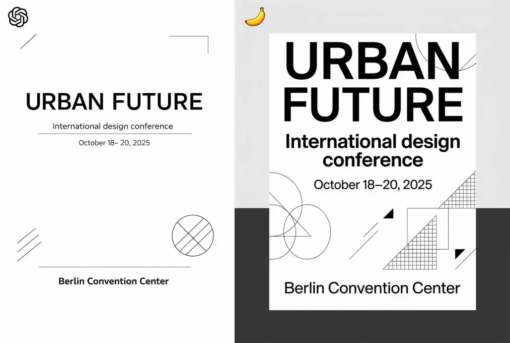 Prueba 1: póster de evento minimalista – comparación GPT Image 1.5 y Nano Banana Pro