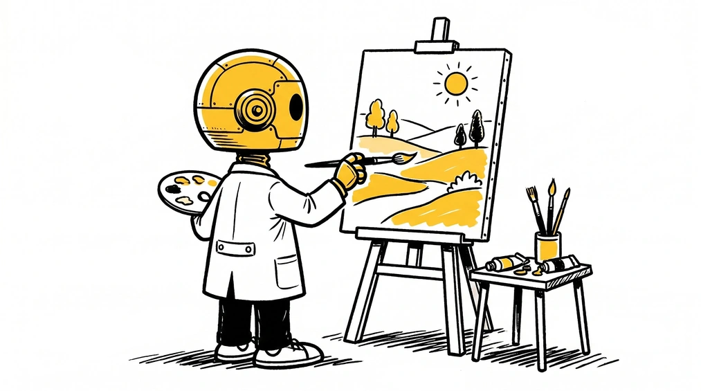 Figura que simboliza la IA pintando una verdadera obra al óleo