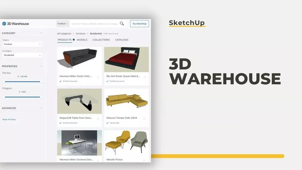 SketchUp - 3D Warehouse - ¿Qué es y cómo usarlo? - Biblioteca de modelos - Guía, tutorial