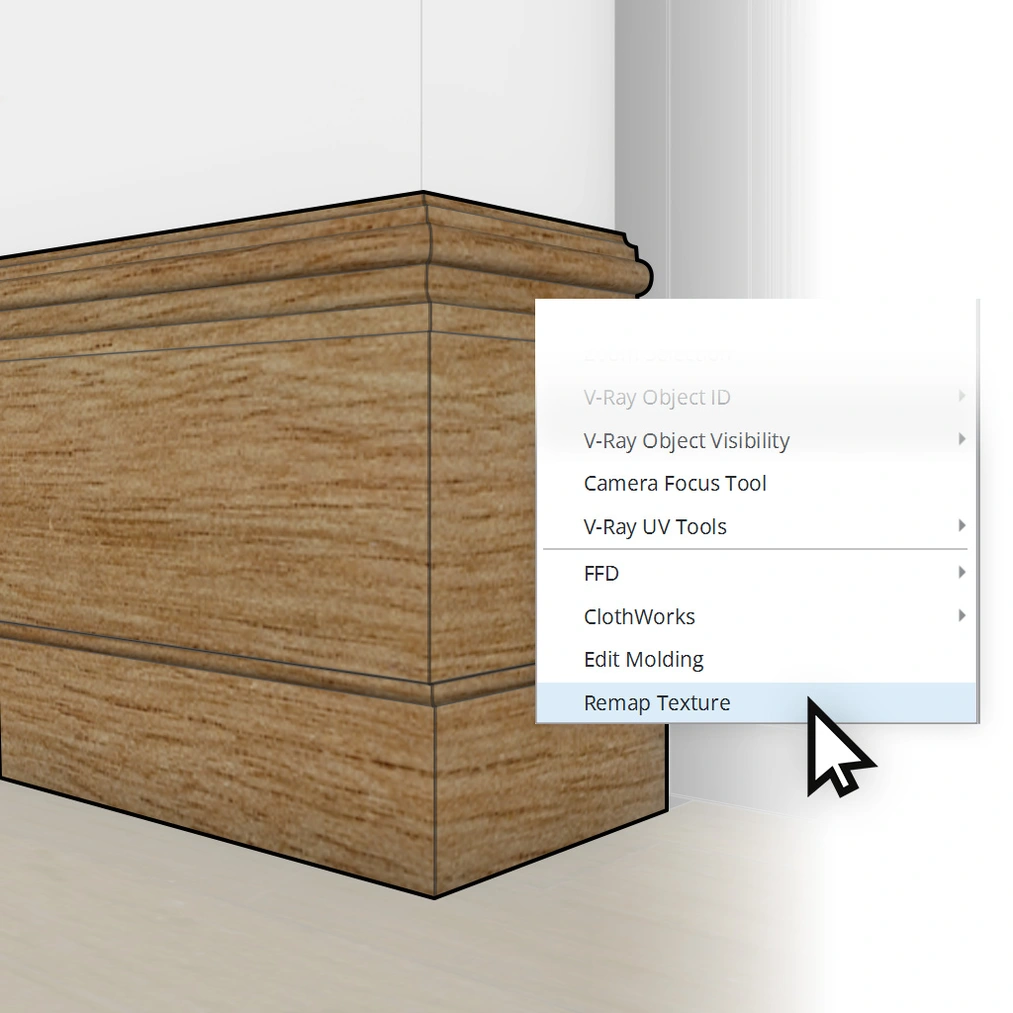 Wooden Molding 3D Model in SketchUp - Automatic Texture Mapping using Remap Texture