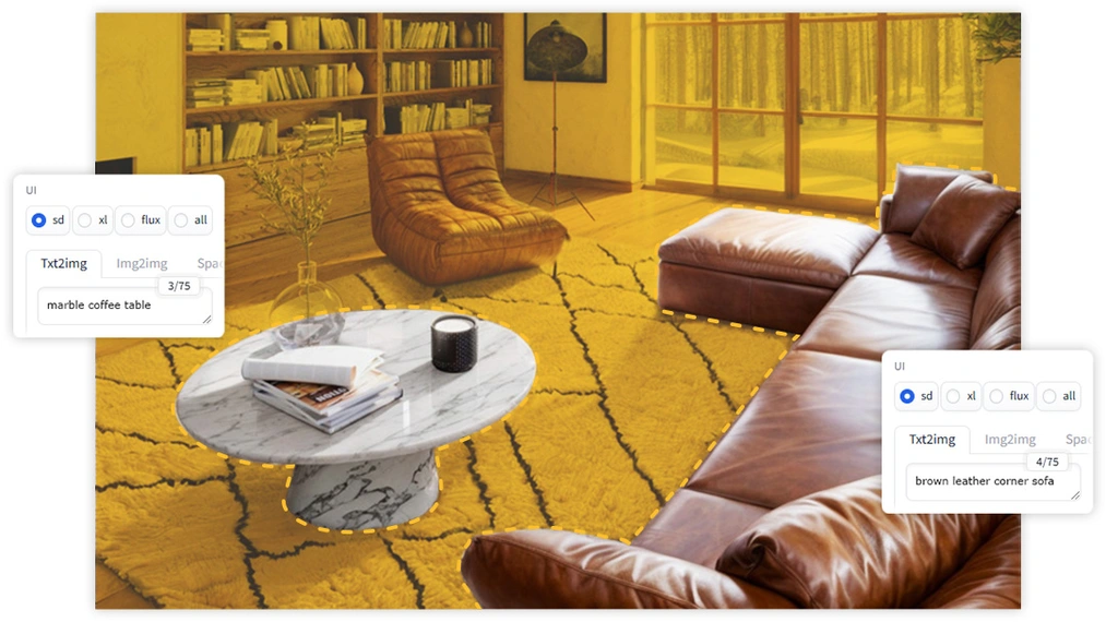 Cambios rápidos de elementos en visualización terminada Curso Difusión Estable en arquitectura y diseño de interiores - 04