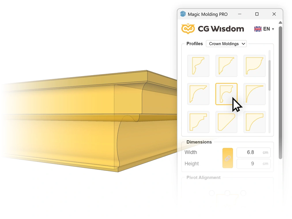 The extension allows you to generate ceiling moldings and cornices